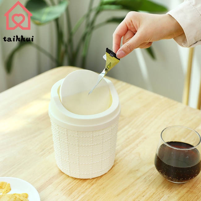 Thùng Rác Mini Để Bàn Có Nắp Tháo Rời Được Tiện Lợi