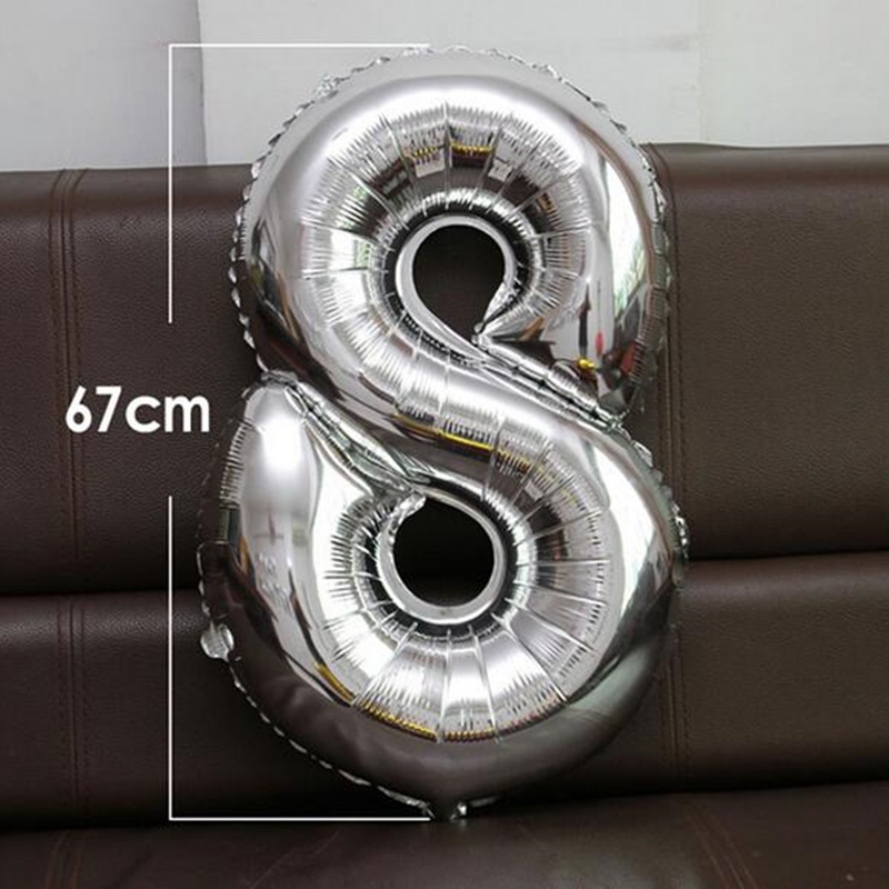 Bong Bóng Nhôm Hình Số 0-9 32 Inch Màu Vàng Hồng Trang Trí Tiệc