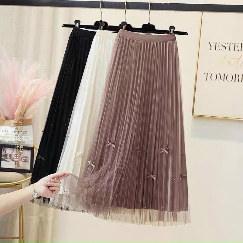 Chân váy công chúa đính nơ ngọc mặc được 2 mặt hàng Quảng Châu