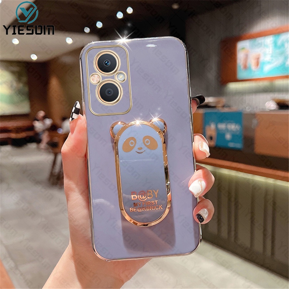 Ốp Điện Thoại Silicon Dẻo Họa Tiết Hoạt Hình Chú Gấu Kèm Giá Đỡ Cho OPPO Reno 7 4G 7Z 6 5G 5 5F 4F