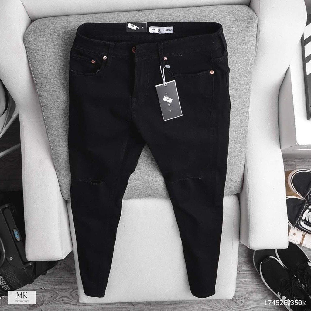 Quần Jean đen basic / có 2 loại đen trơn và rách gối