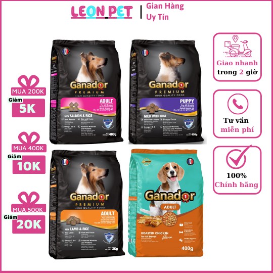 Thức ăn chó dạng hạt cao cấp GANADOR (3 loại) Đồ ăn cho chó bao lớn