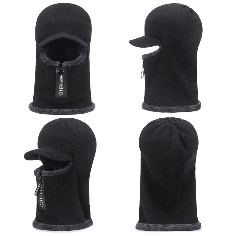 Mũ beanie dệt kim dày mềm mại giữ ấm cho nam nữ