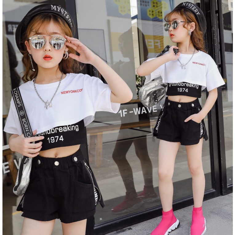 Áo croptop bé gái áo phông mùa hè size đại cỡ lớn 27 đến 46kg M2225