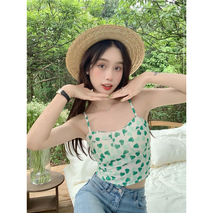 Áo Hai Dây Họa Tiết Trái Tim Gợi Cảm Cho Nữ Dễ Thương