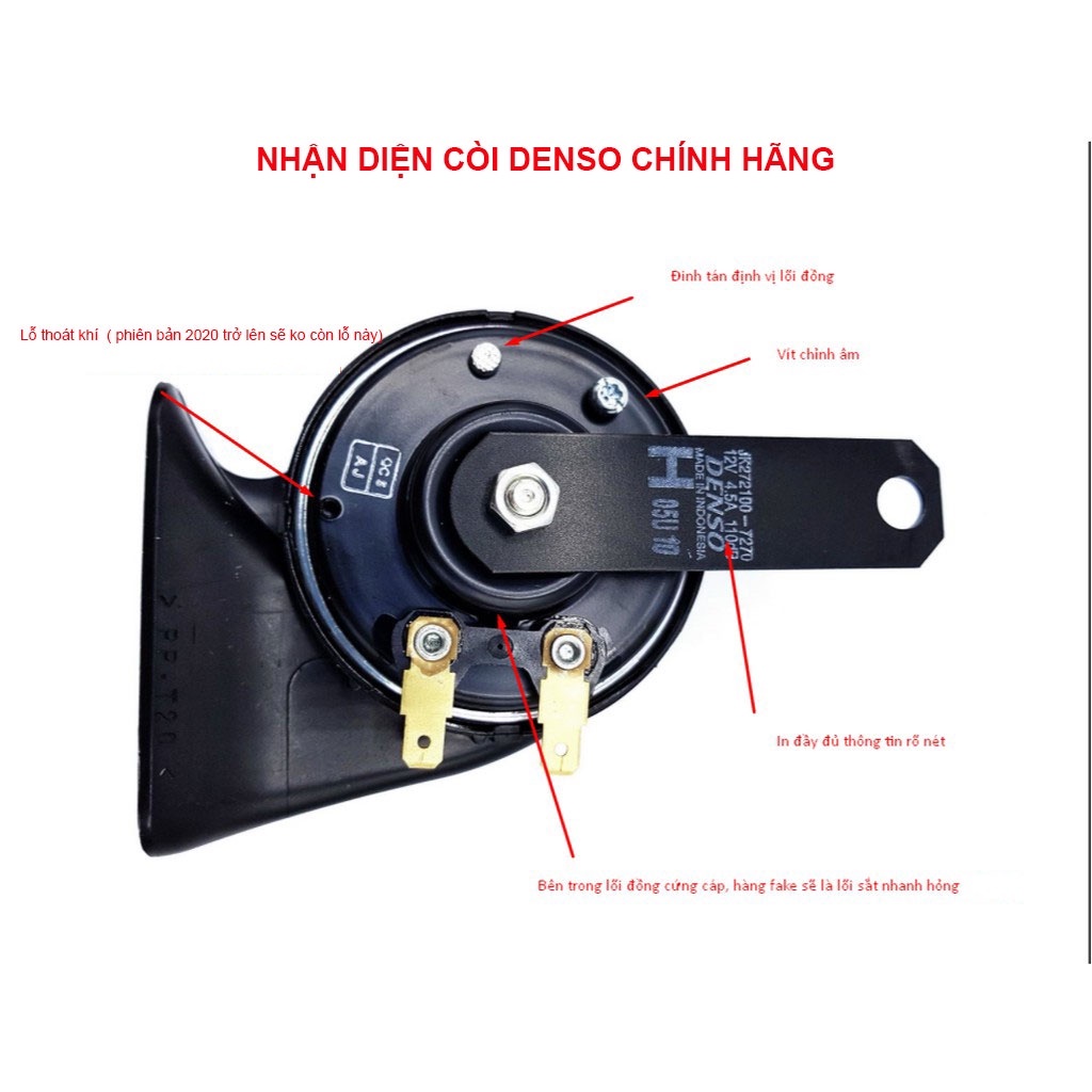 Còi ô tô, Còi Sên hãng Denso Nhật Bản 2V lắp cho xe từ 4 chỗ đến 16 chỗ -kèm dây giắc còi.