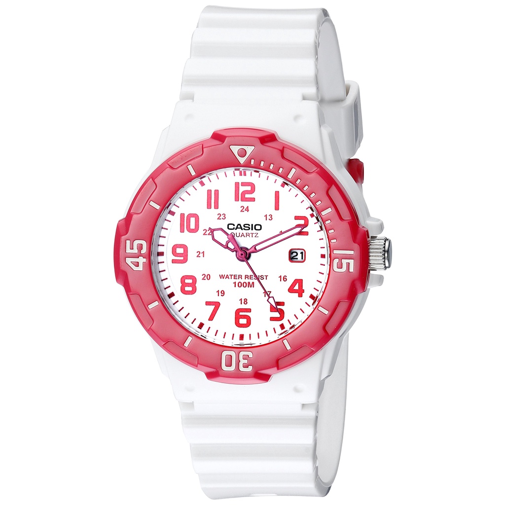 Đồng Hồ Casio Nữ Đồng Hồ Casio Chính Hãng Casio Dây Nhựa LRW200H - 4B Viền Đỏ Fullbox.