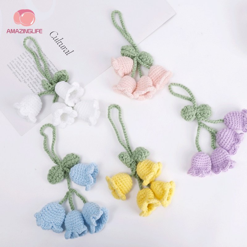 Móc Khóa Hình Hoa Lily Đan Len Thủ Công Nhiều Màu Sắc Sáng Tạo DIY