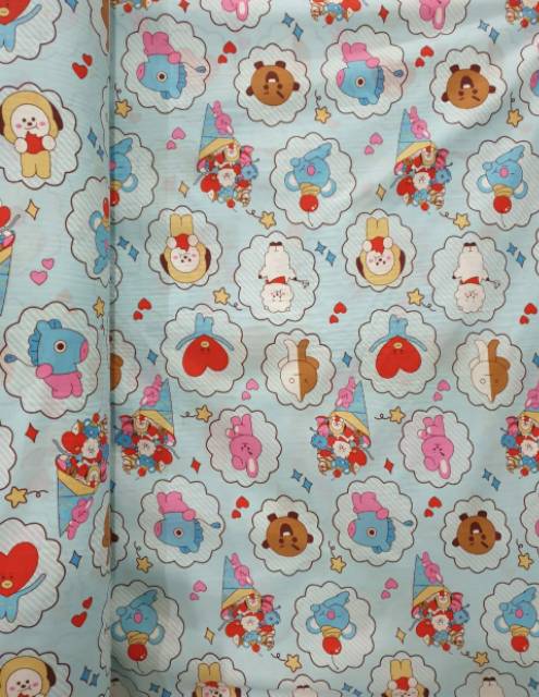 Ga Trải Giường Vải Cotton Lanh In Hình Bt21 Bts