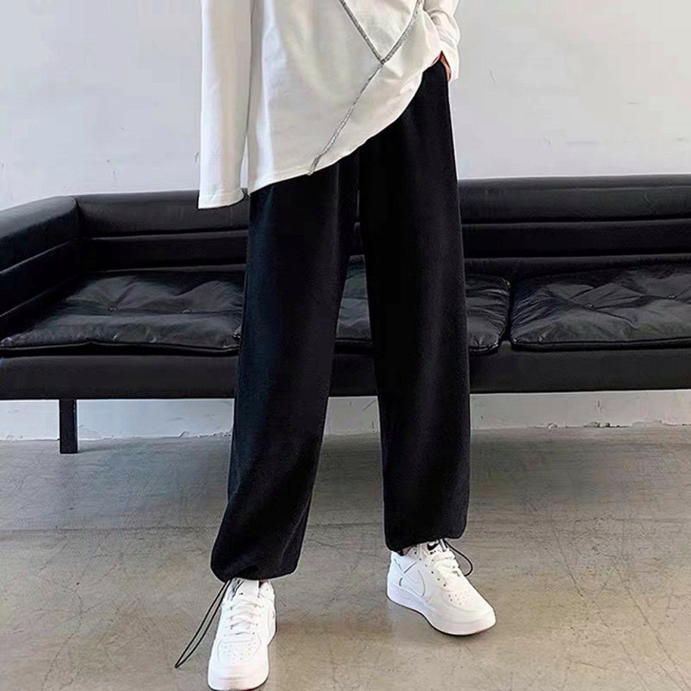 Quần Ống Rộng Jogger DORA Dây Rút Gấu Ulzzang - Kiểu quần jogger nữ cạp cao ống rộng Unisex - Leevin