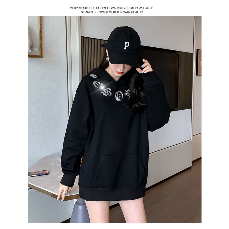 Áo Hoodie Tay Dài Dáng Rộng In Chữ Phong Cách Mỹ Thời Trang Mùa Thu Cho Nam Và Nữ 110kg m-5xl