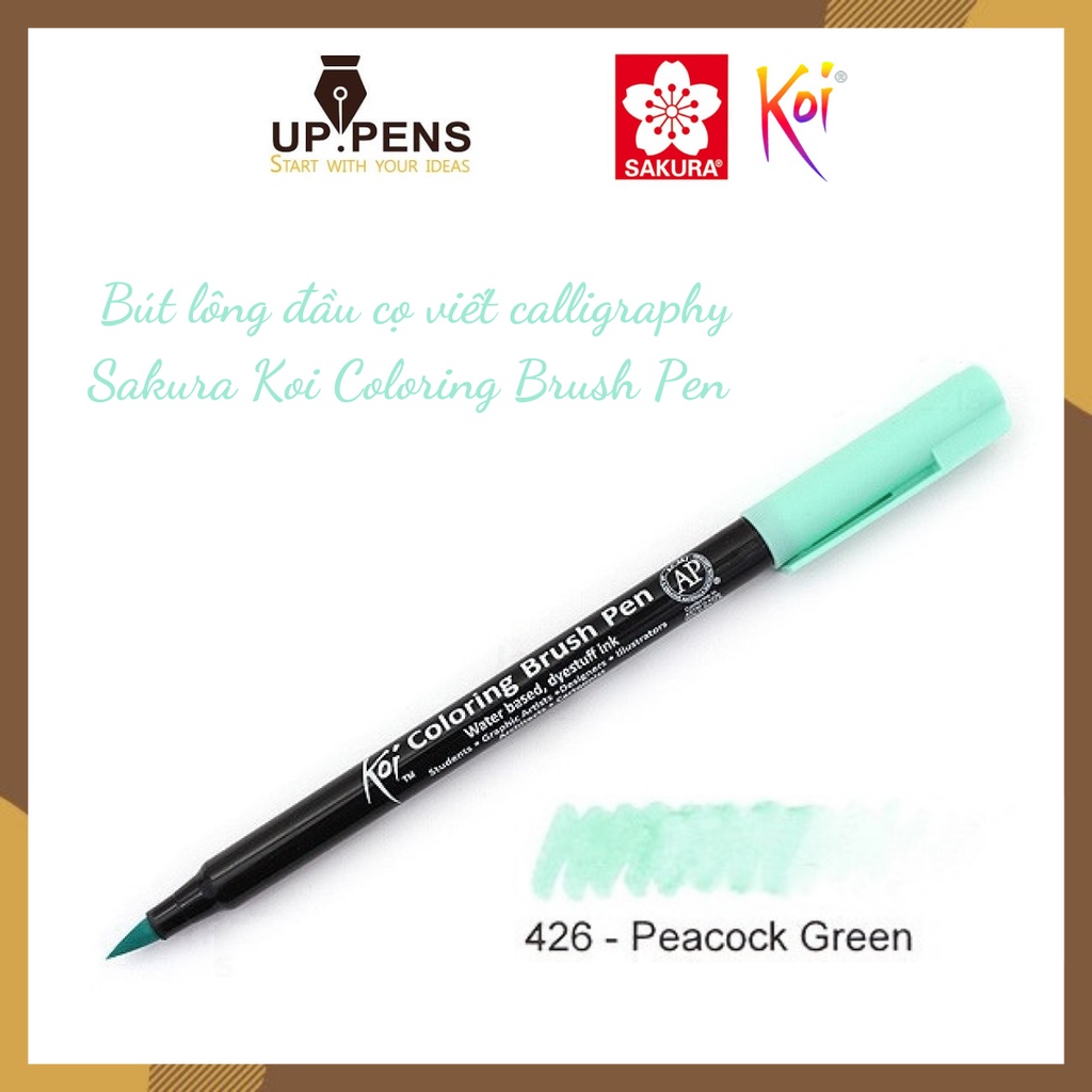 Combo 3 bút lông đầu cọ viết calligraphy Sakura Koi Coloring Brush Pen – Green Colors 1