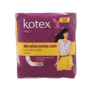 Băng vệ sinh kotex pro siêu mỏng không cánh lưới siêu thấm gói 8 miếng