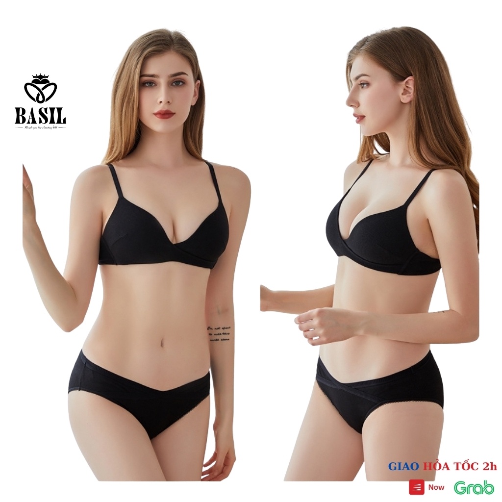 Bộ đồ lót BS01 Basil nữ cotton mềm nhẹ không gọng tôn ngực