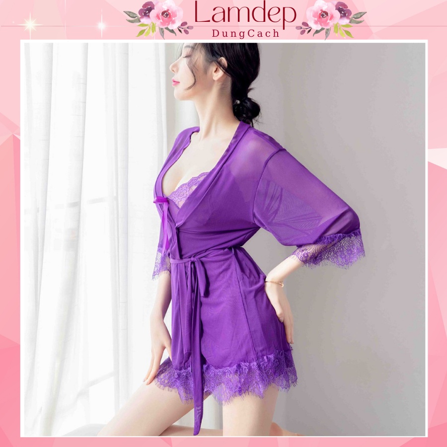 Váy ngủ đẹp dễ thương ren 2 dây Sexy gợi cảm xuyên thấu quyến rũ cao cấp LAMDEPDUNGCACH -SCT1083