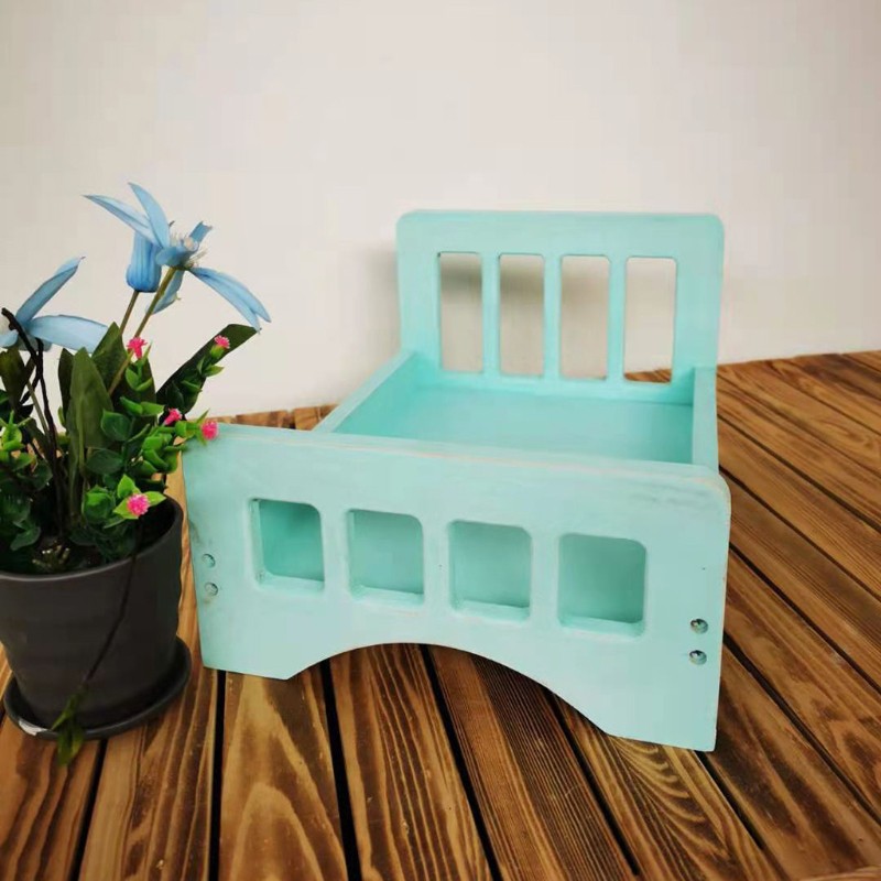 WIT Newborn Posing Detachable Mini Bed Baby Photo Shooting Props Wooden Crib Infant Photograph Accessories