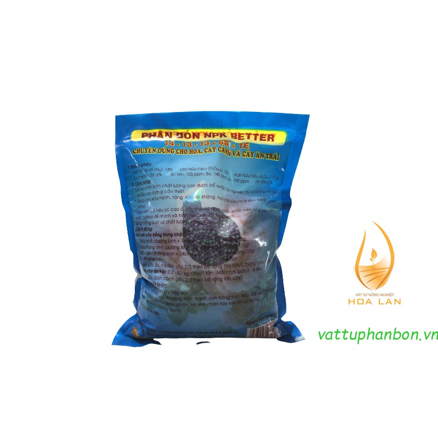 Phân Bón NPK  Better 14-13-13+6S+TE - Chuyên dùng cho hoa,cây cảnh và cây ăn trái - #121A# 1kg