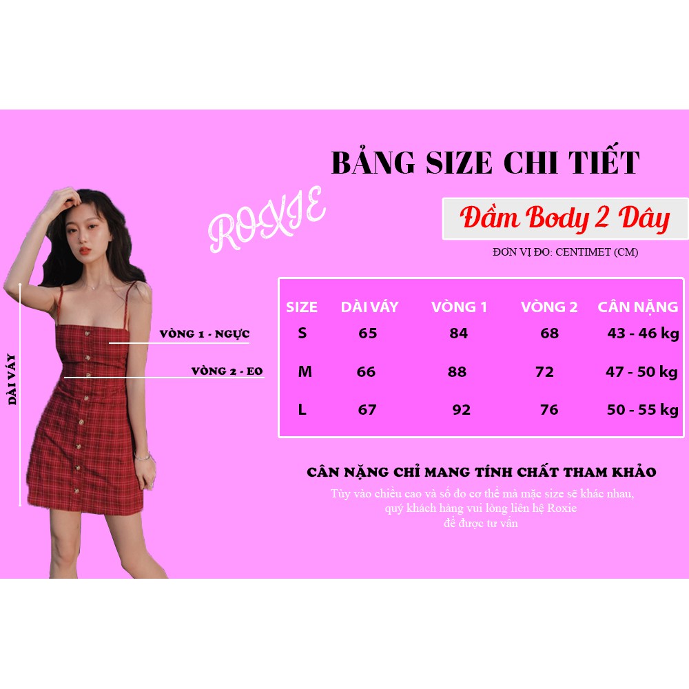 Váy 2 dây body dáng ngắn ulzzang, Váy hai dây caro đỏ dự tiệc Hàn Quốc - Roxie