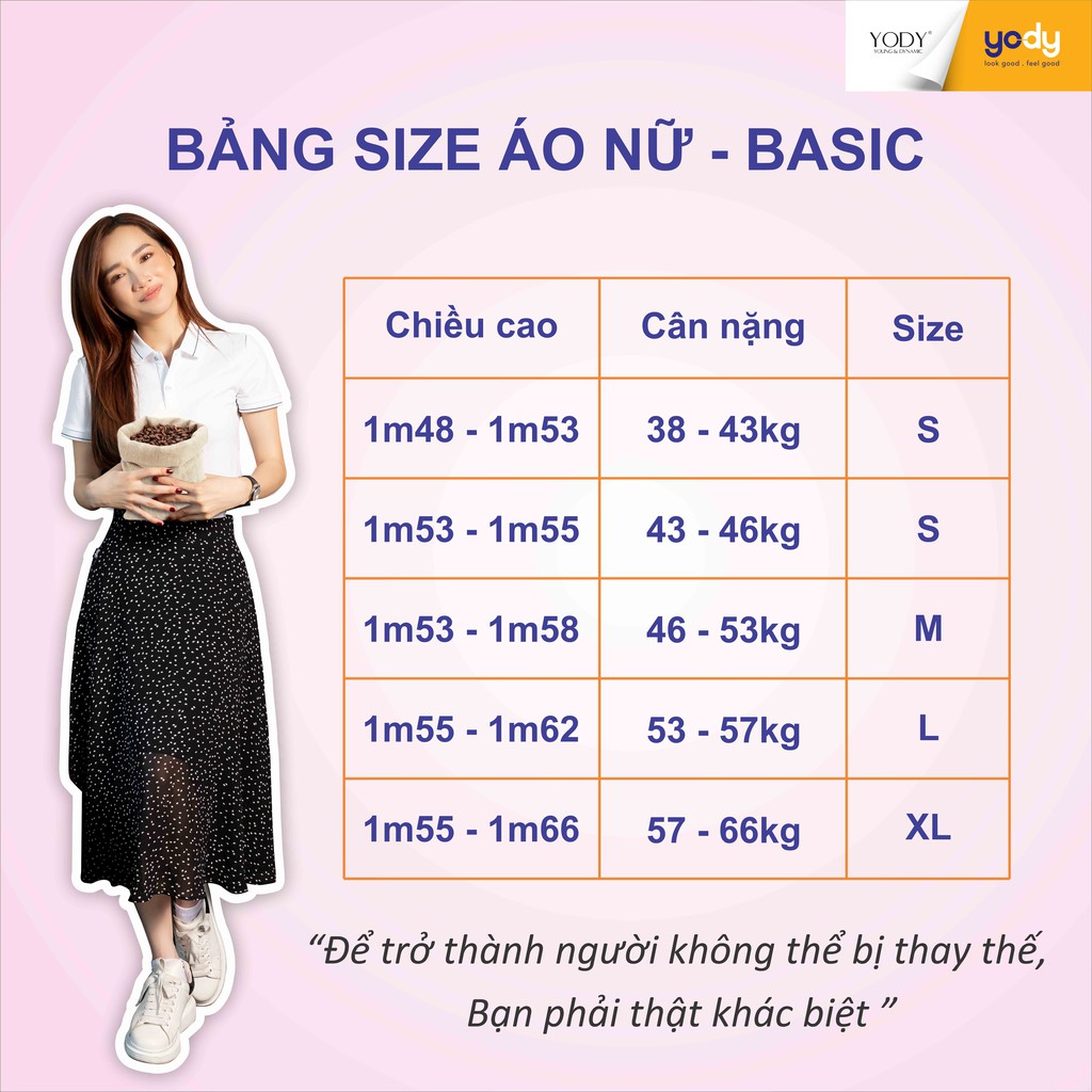 Áo thun polo nữ có cổ YODY chính hãng, áo polo mắt chim thanh lịch, thấm hút mồ hôi, thoáng mát - APN3340