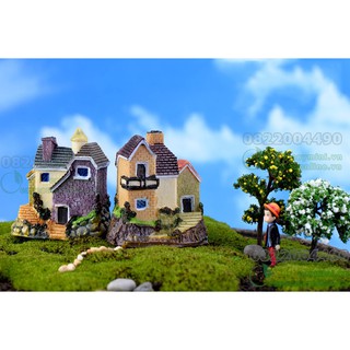 Nhà Biệt thự châu âu 4x6x7 - Mô hình nhà, trang trí tiểu cảnh, cây cảnh, trang trí hồ cá