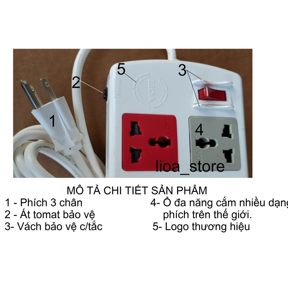 Ổ CẮM ĐIỆN  LiOA 8 ĐA NĂNG CÓ DẤY TIẾP ĐẤT