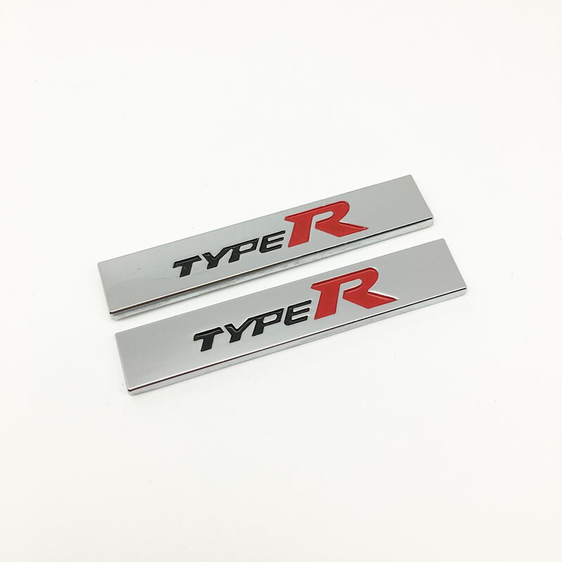 2Pcs 3D Metal Type R Typer logo Car Side Fender Rear Trunk Emblem Badge Decals for Honda City CR-V XR-V HR-V CIVIC Spirior