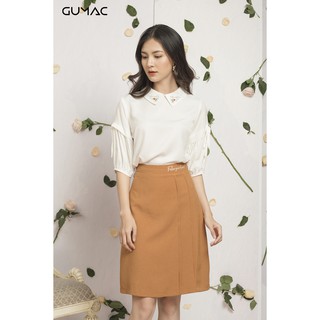 Áo nữ tay phồng thêu cổ gumac a12016_trang