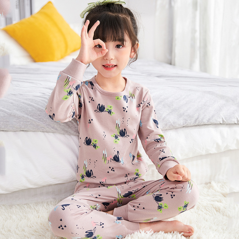 Bộ Quần Áo Ngủ Tay Dài 2 Món Chất Cotton Mềm Mại Hợp Thời Trang Cho Bé