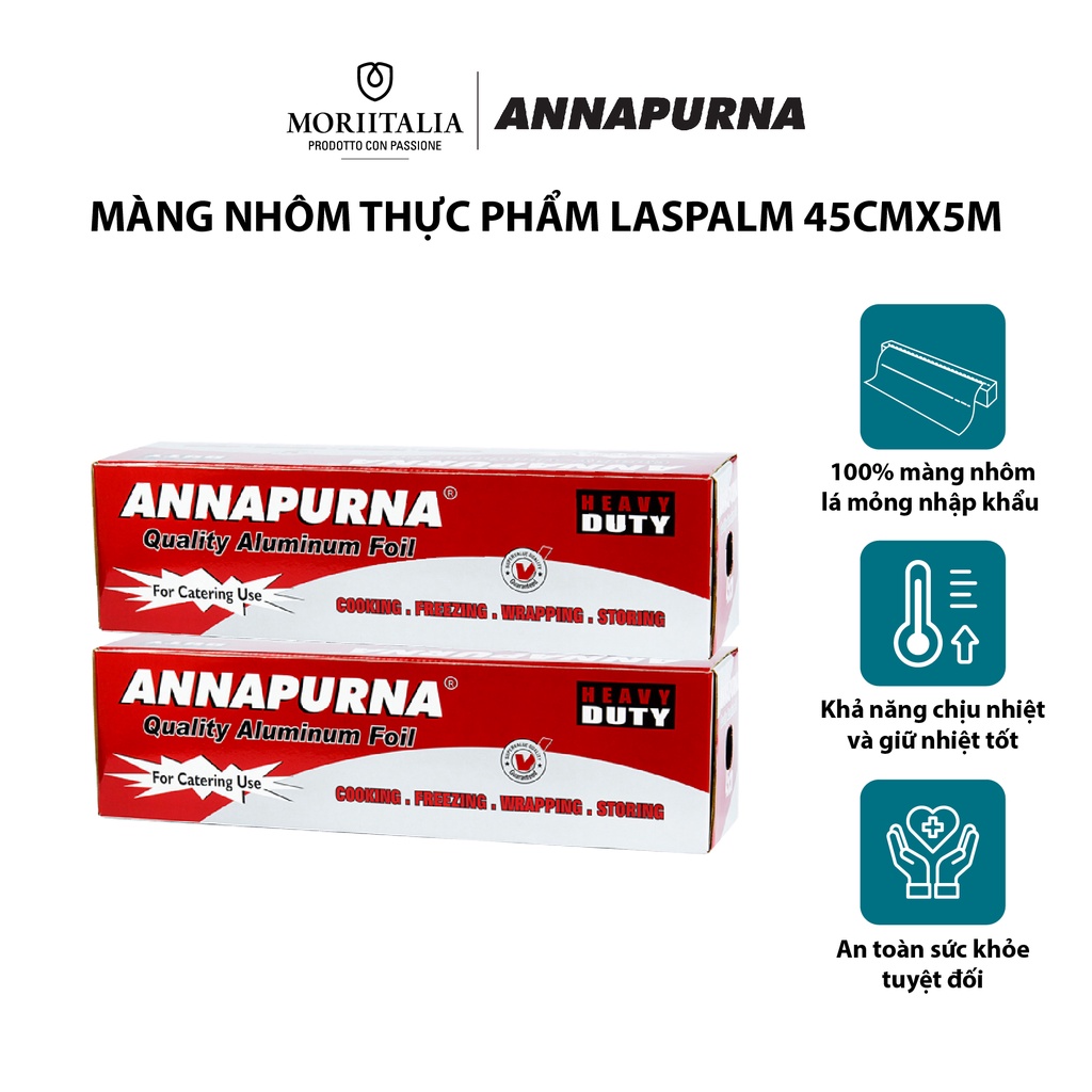 Màng nhôm (giấy bạc) Annapurna nướng thức ăn chịu nhiệt cao cấp Moriitalia MNTP09003025