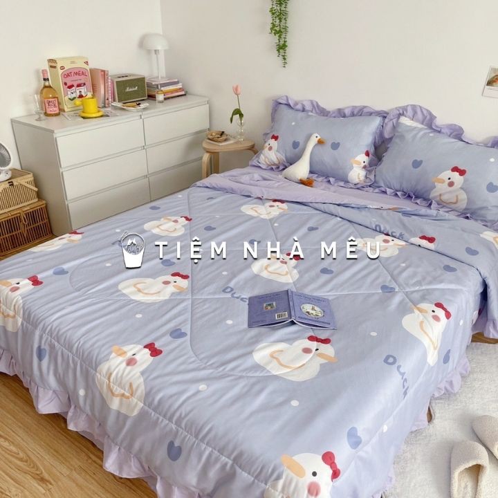 ( Đũi Bèo Full Màu ) Set Chăn Hè Ga Gối Cotton Đũi 4 Món Siêu Mềm Hàng Cao Cấp Nhập Khẩu