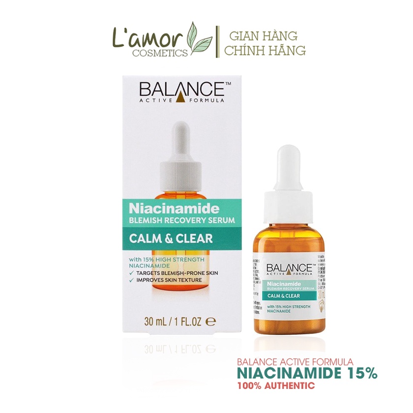 Serum ngừa mụn mờ thâm Balance Active Formula Niacinamide 15% Blemish Recovery 30ml