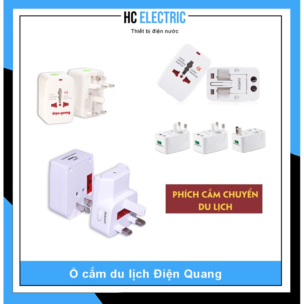 [ ĐIỆN QUANG ] Ổ cắm du lịch Điện Quang ĐQ ESK TV05W 1U( có cổng USB)- ĐQ ESK TV01 ( không cổng USB )