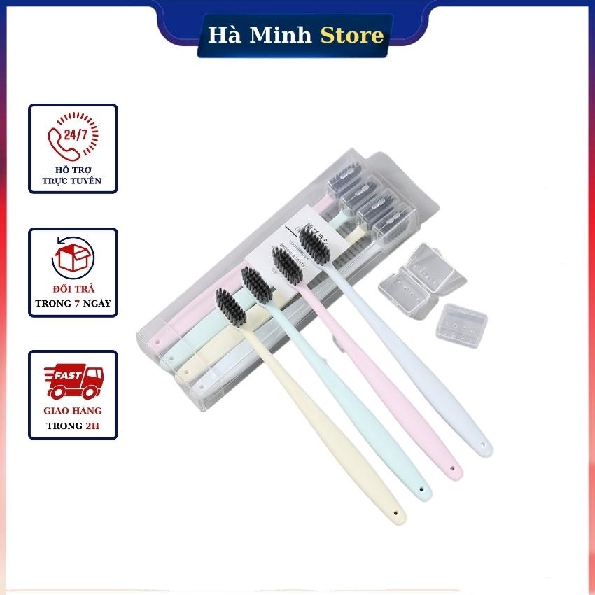 Sét 4 bàn chải đánh răng muji bàn chải lúa mạch thân thiện tinh chất than hoạt tính