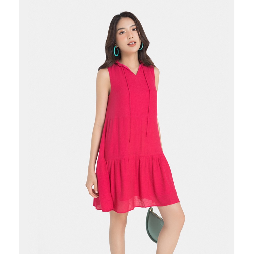 Đầm nữ thời trang HNOSS dáng suông rút nhún 2 tầng HNDLU043