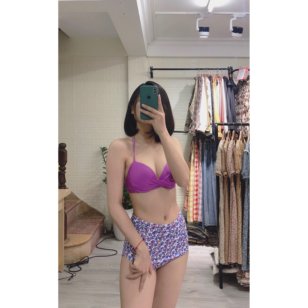 Bikini hai mảnh  đẹp họa tiết hoa tím hot trend mặc đi biển đi bơi ( Đảm bảo 100% như hình) | BigBuy360 - bigbuy360.vn