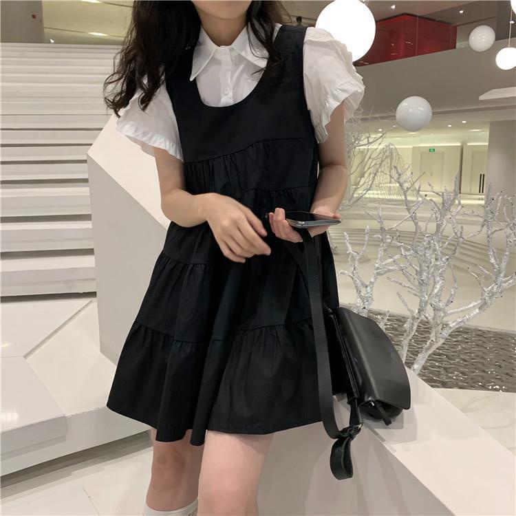 Bộ Đầm Hai Dây Màu Trắng Thời Trang Mùa Hè 2022 Dễ Thương Cho Nữ