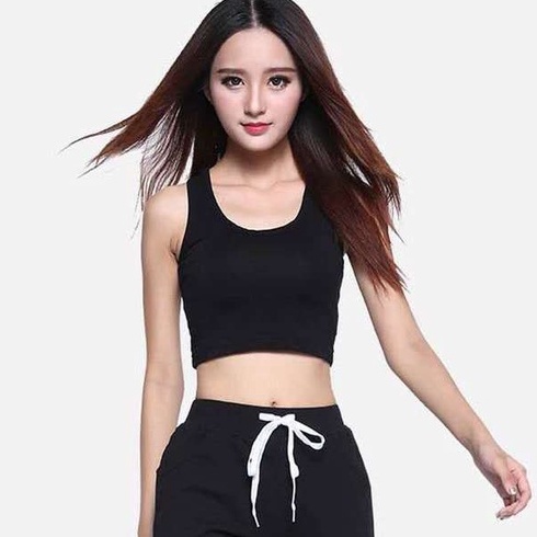 Áo ba lỗ croptop CERA-Y màu đen / màu trắng chất vải bo gân co dãn CRA035