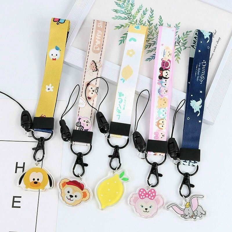 Dây đeo điện thoại Cao cấp Dây đeo siêu cute mẫu mới 2021 Có gắn Sticker Giao màu ngẫu nhiên