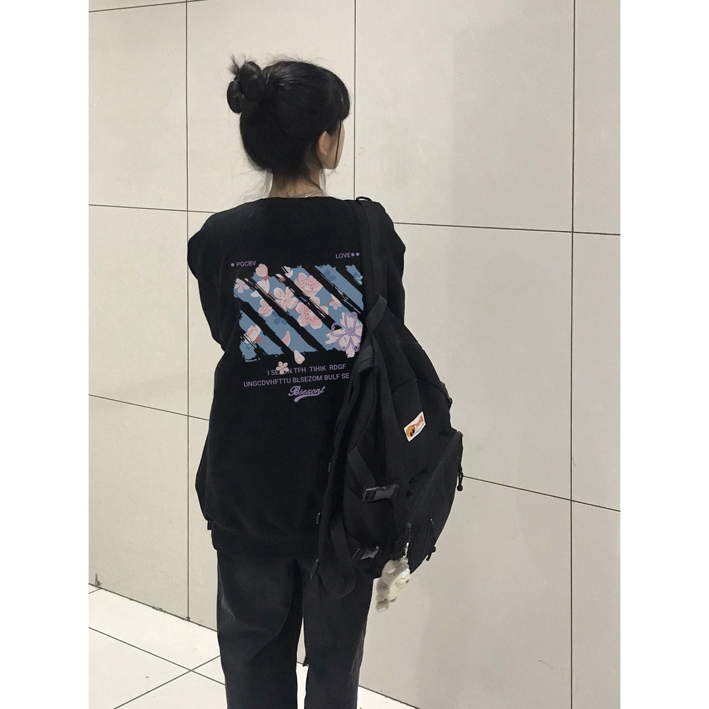 Áo sweater SELVZE tay dài cổ tròn dáng rộng phong cách cổ điển Mỹ thời trang cho nữ