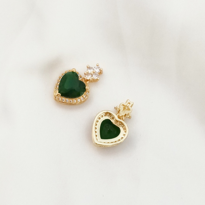 Mặt Dây Chuyền Hình Trái Tim Mạ Vàng 18K Đính Đá Zircon DIY