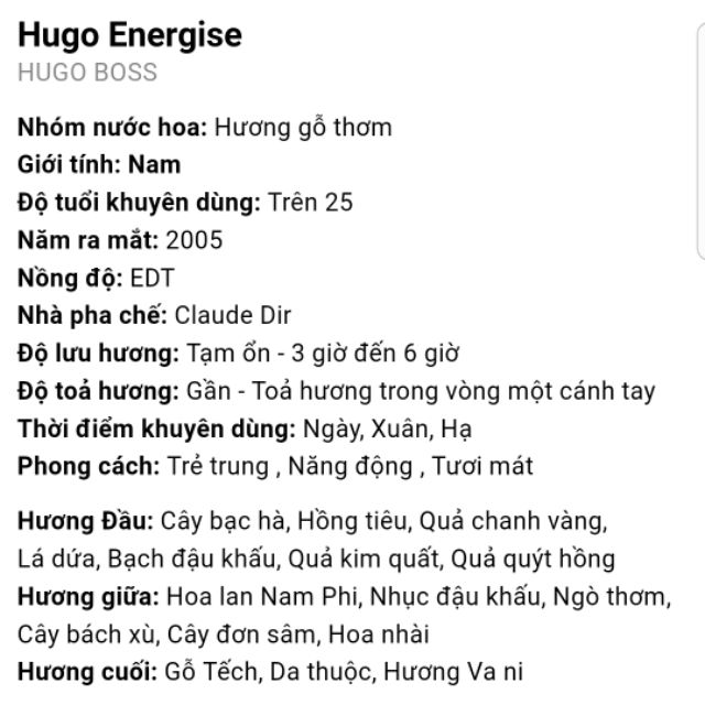 Nước hoa nam Hugo Boss energise 125ml xách tay mỹ