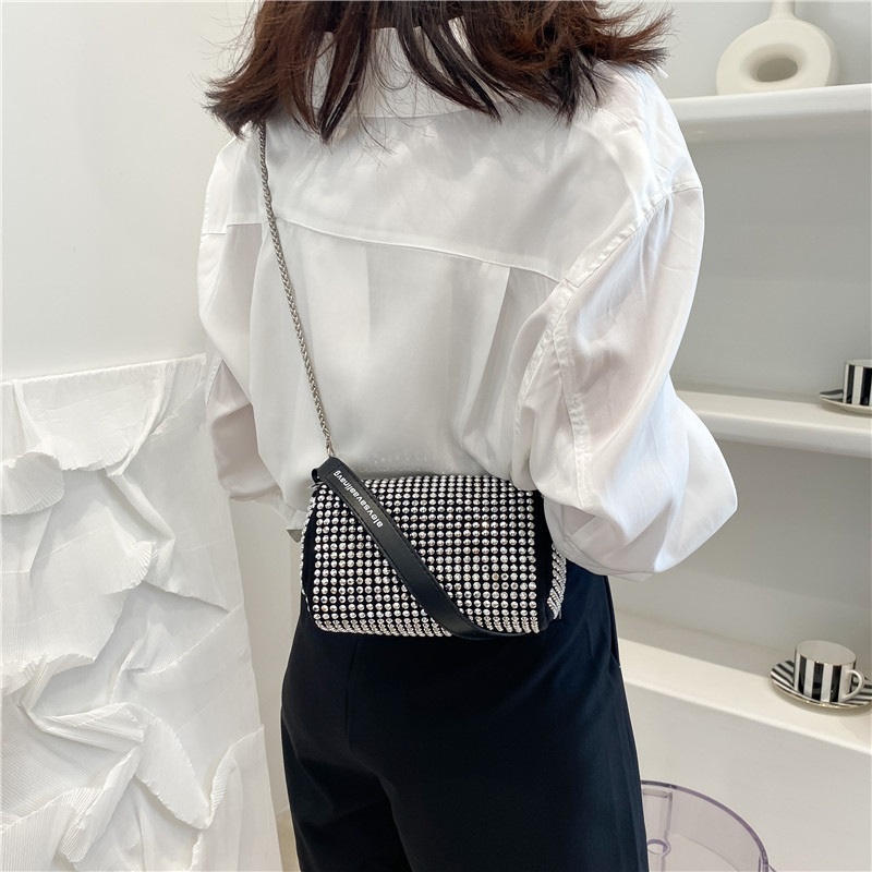 Túi xách nữ BB đính đá thời trang có dây xích đeo chéo