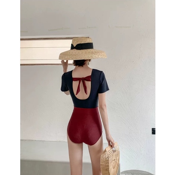 ❣️ bikini đi biển 1 mảnh liền thân khoét lưng thắt nơ sau gợi cảm BIKI02