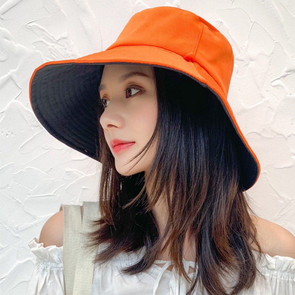 🎉ONLY🎉 Spring Summer Fisherman Cap Casual Outdoor Sunscreen Double-Sided Bucket Hat Anti-UV With Windproof Rope Women Men Wide Brim Foldable Cotton Sun Hat/Multicolor