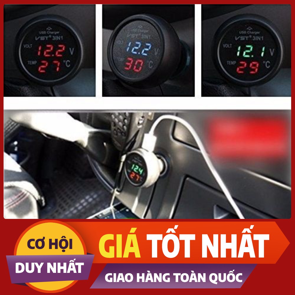 Tẩu sạc,báo điện áp và nhiệt độ trên ô tô