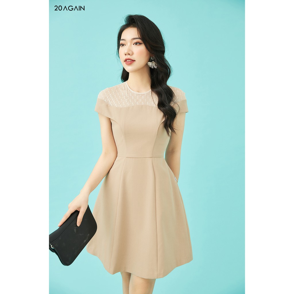 Đầm Xòe Phối Lưới 20AGAIN DEA1077 | BigBuy360 - bigbuy360.vn