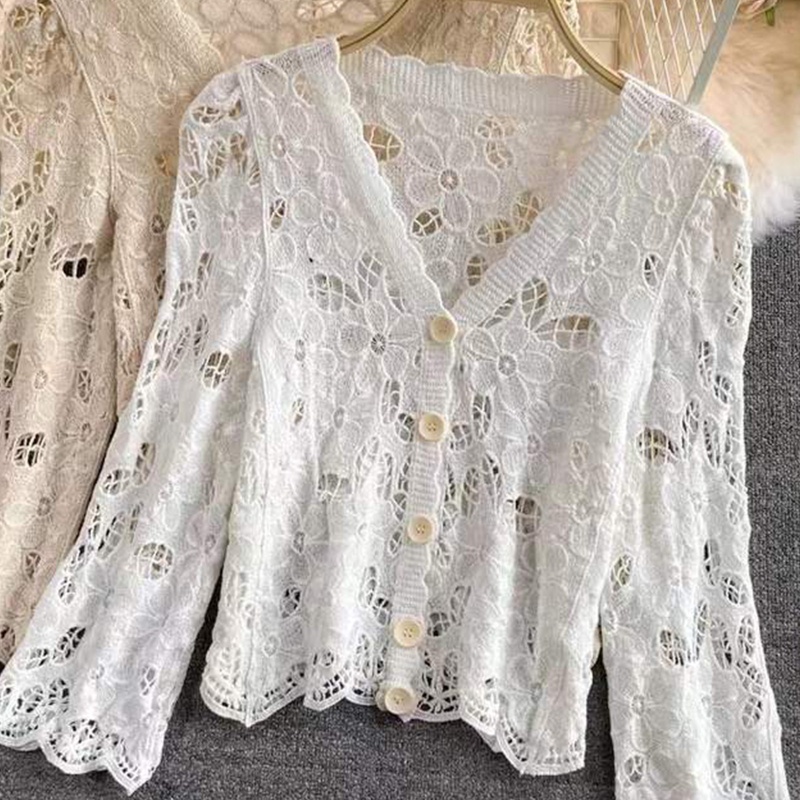 Áo Khoác Cardigan Dệt Kim Cổ V Phối Nút Thời Trang Nữ