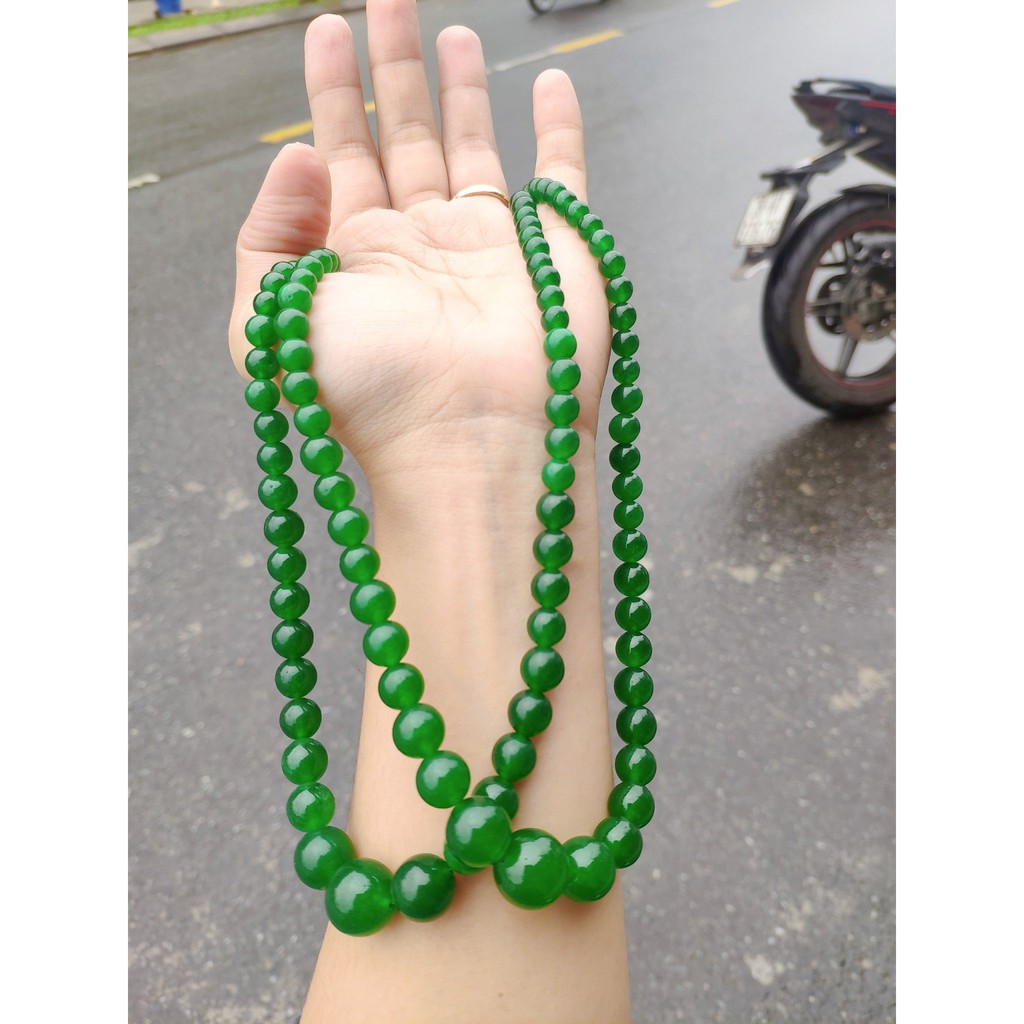 Vòng cổ chuỗi hạt xanh ngọc đẹp mắt, Kích thước: từ 5li đến 10 li, đơn giản dành cho phái nữ, mang đầm, mang áo dài