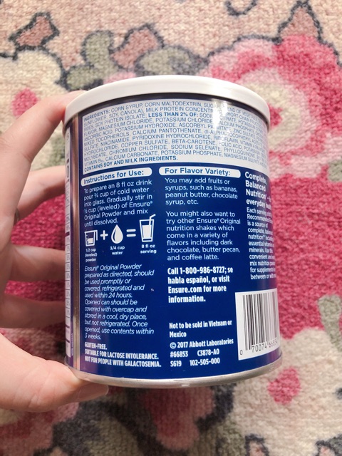 Sữa bột Ensure Mỹ mẫu mới nhất 400g HSD 1/12/2020