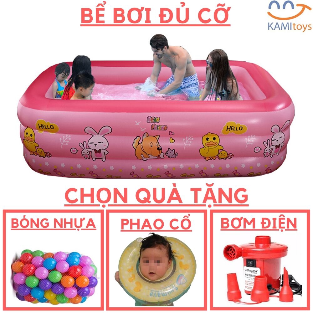 Bể phao bơi ❤️Chọn Cỡ❤️Đồ kèm(chọn Bơm Phao Bóng ) hồ bơi nhà lều chơi banh bơm hơi CHỮ NHẬT cho trẻ em bé